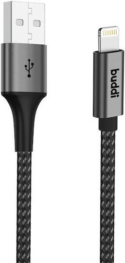 Buddi Редовна USB-A към Lightning кабел 12W Черен 3м (122493)