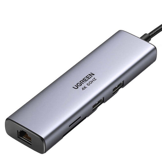 Ugreen CM512 USB-C Docking Station με HDMI 4K PD Ethernet Γκρι