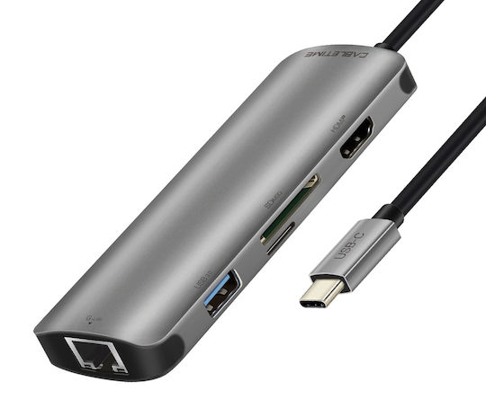 Cabletime CT-CMHD61L USB-C Docking Station mit HDMI 4K PD Ethernet Gray
