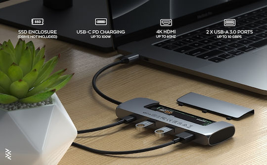 Satechi Hybrid USB-C Docking Station with HDMI 4K PD Gray