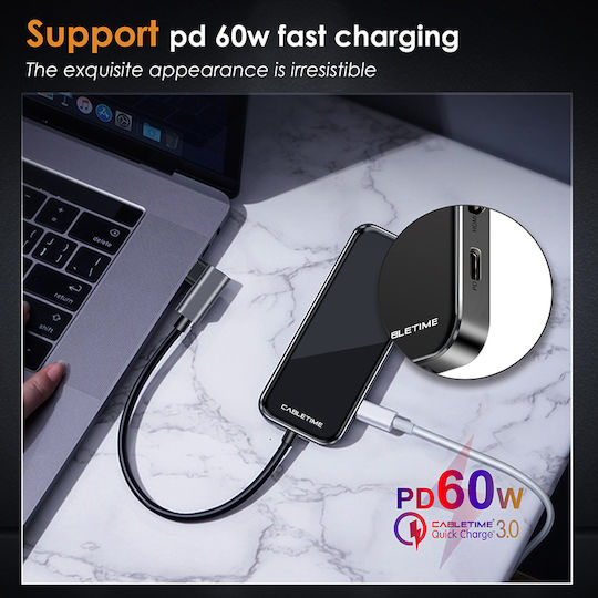Cabletime USB-C Docking Station mit HDMI 4K PD Ethernet Schwarz (CT-CMHD61G)