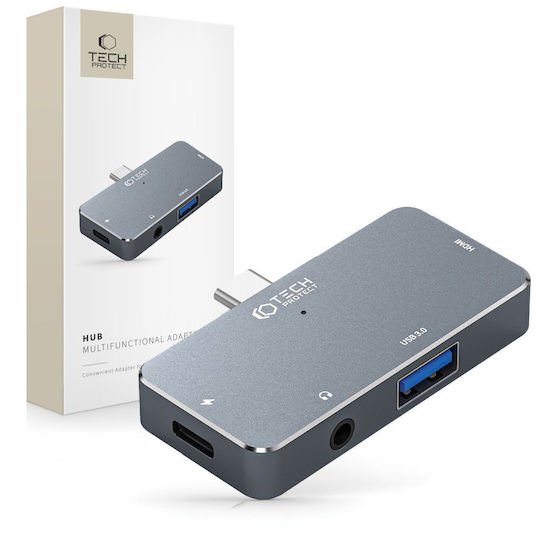 Tech-Protect V6-HUB USB-C Docking Station με HDMI 4K PD Γκρι
