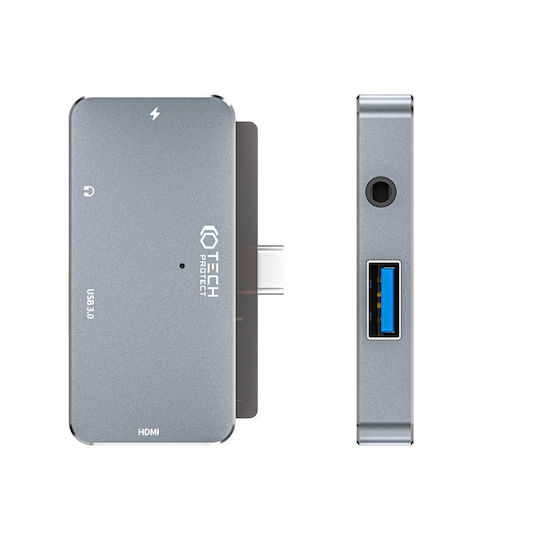 Tech-Protect V6-HUB USB-C Docking Station με HDMI 4K PD Γκρι