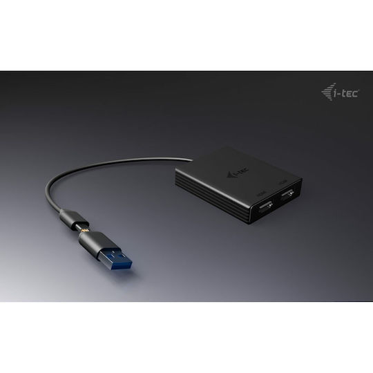 i-tec USB-A / USB-C Docking Station mit DisplayPort 4K und Verbindung 2 Monitore Schwarz