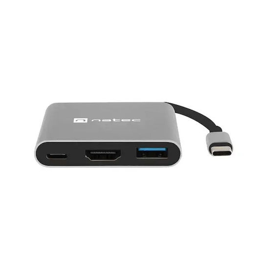 Natec Fowler Mini USB-C Докинг станция с HDMI 4K PD Сребрист