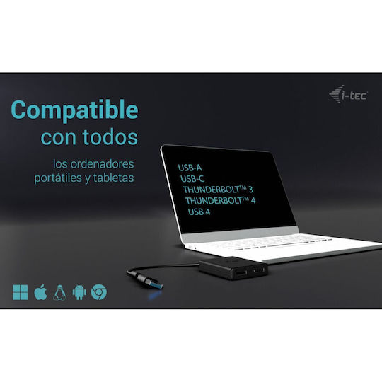 i-tec USB-A / USB-C Docking Station mit DisplayPort 4K und Verbindung 2 Monitore Schwarz