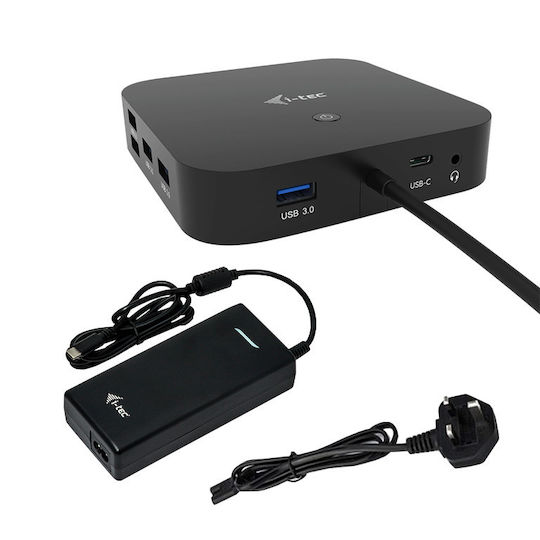 i-tec USB-C Dual Display USB-C Docking Station with DisplayPort 4K PD Ethernet and Connection for 2 Monitors Black