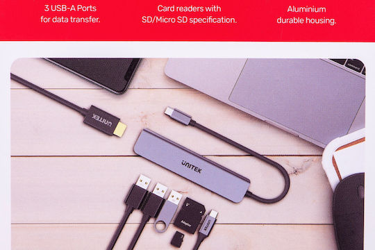 Unitek S7+ USB-C Docking Station mit HDMI 4K PD Gray