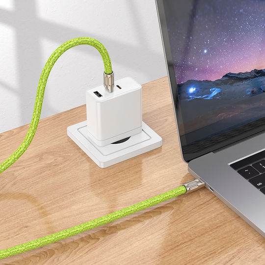 Hoco USB 2.0 Кабел USB-C Мъжки - USB-C 60W Зелен 1.8m 298776