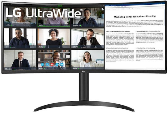 LG 34WR55QK-B Ultrawide VA HDR Curved Monitor 34" QHD 3440x1440 με Χρόνο Απόκρισης 5ms GTG