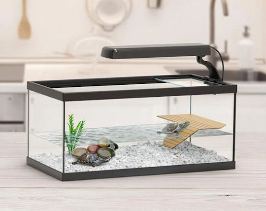 Aquatlantis Ενυδρείο Ερπετών Μαύρο 55x29x20cm Σετ με Αξεσουάρ Εξέδρα