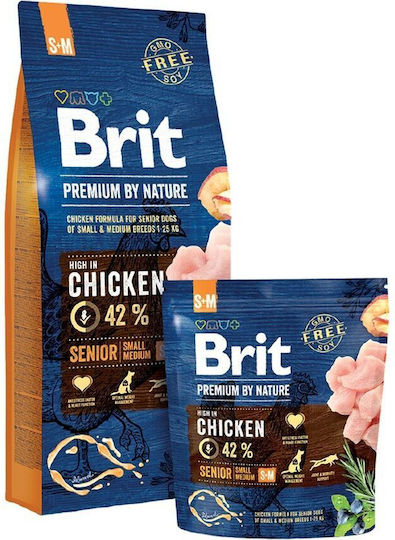 Brit Premium by Nature Senior Small/Medium 15kg Dry Food for Senior Small & Medium Breed Dogs with Corn and Chicken