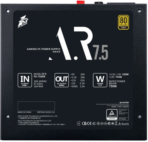 1STPLAYER 750W Schwarz Computer-Netzteil Voll verkabelt 80 Plus Gold (PS-750AR)