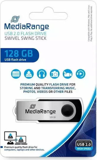 MediaRange 128GB USB 2.0 Stick Μαύρο