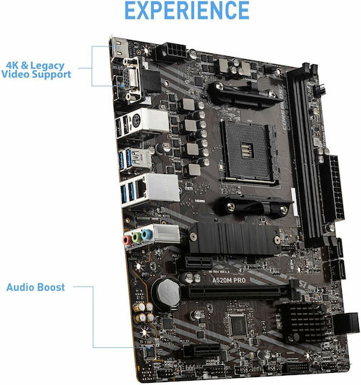 MSI A520M Pro Motherboard Micro ATX με AMD AM4 Socket 7D14-005R