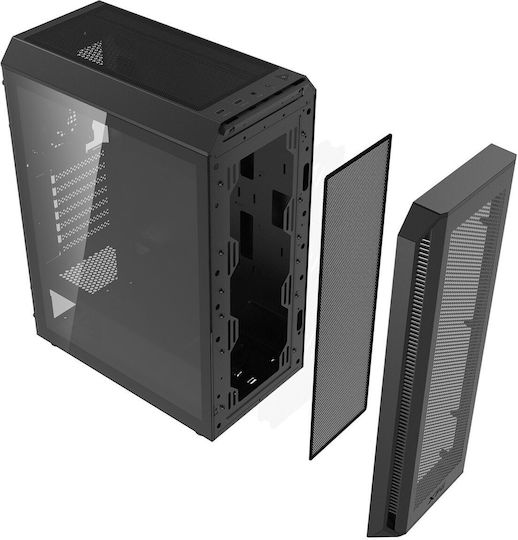 Adata Valor Air Plus Gaming Midi Tower Κουτί Υπολογιστή με Πλαϊνό Παράθυρο και ARGB Φωτισμό Μαύρο