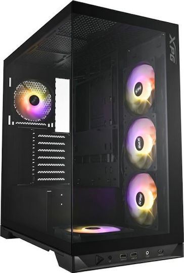 Adata Invader X Геймърско бюро Пълна кула Компютърна кутия със страничен прозорец Черен