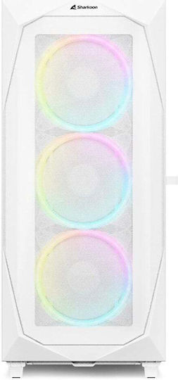 Sharkoon REV300 Gaming Full Tower Κουτί Υπολογιστή με Πλαϊνό Παράθυρο και RGB Φωτισμό Λευκό