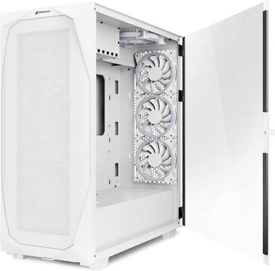 Sharkoon REV300 Gaming Full Tower Κουτί Υπολογιστή με Πλαϊνό Παράθυρο και RGB Φωτισμό Λευκό