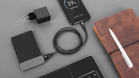 Rebel Regular USB 2.0 to micro USB Cable Μαύρο 1m (RB-6000-100-B) 1τμχ