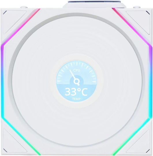 Lian Li UNI FAN TL-LCD Wireless Case Fan 120mm 1900rpm 54.3cfm with ARGB Lighting White