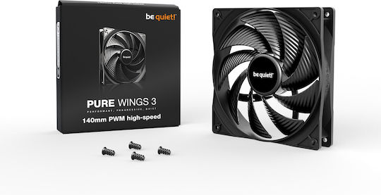 Be Quiet Pure Wings 3 Case Fan 140mm 1800rpm 72.2cfm Without Led Lighting and 4-Pin PWM Connection