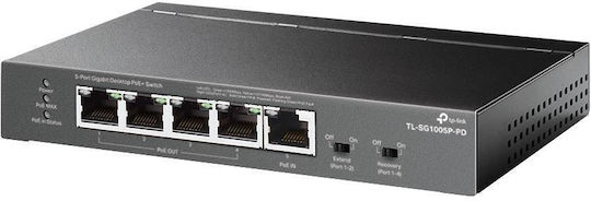 TP-LINK TL-SG1005P-PD v1 Unverwaltet L2 PoE Switch mit 5 Ports Gigabit (1Gbps) Ethernet