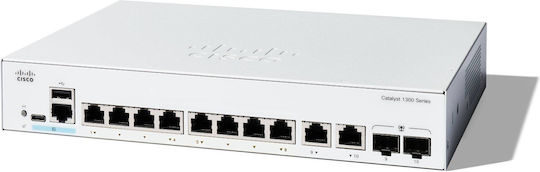 Cisco Catalyst C1300-8T-E-2G Managed L2 Switch with 10 Gigabit (1Gbps) Ethernet Ports and 2 SFP Ports