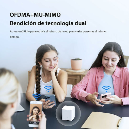 Tenda MX3 WiFi Мрежа на мрежови точки Точка за достъп Wi‑Fi 6 - Wi‑Fi 6 Двулентов (2.4 и 5GHz) в Двоен комплект Бял