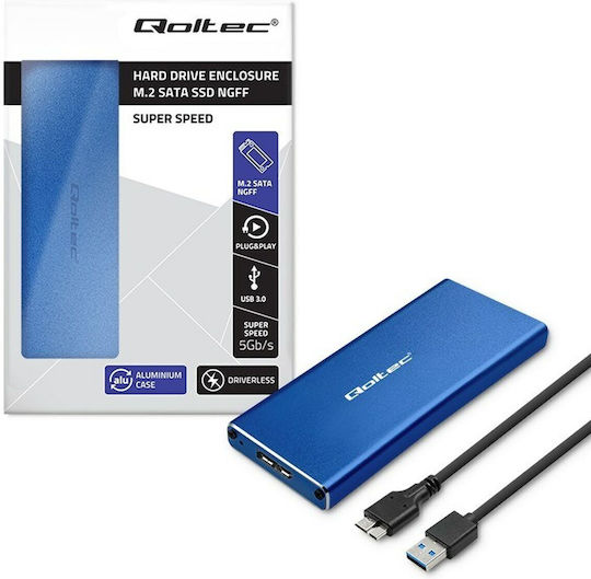 Qoltec Case for Hard Drive M.2 SATA III with Connection USB 3.0 Blue