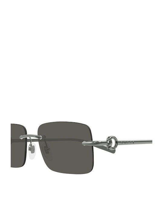Gucci Unisex Γυαλιά Ηλίου με Ασημί Μεταλλικό Σκελετό και Γκρι Φακό GG1703S 001