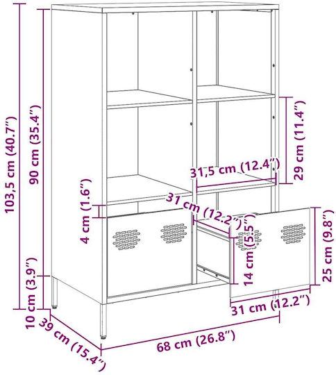 Bibliothek Senf 68x39x103,5cm