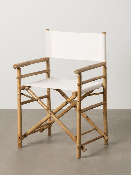 Director's Chair Bamboo White 1pcs 58x46x90cm.