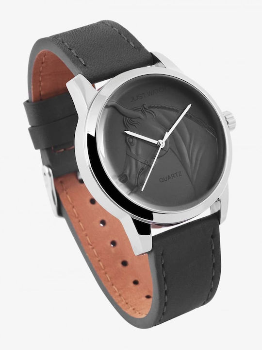 Just Watch Men's Watch 22mm Battery with Black Leather Strap
