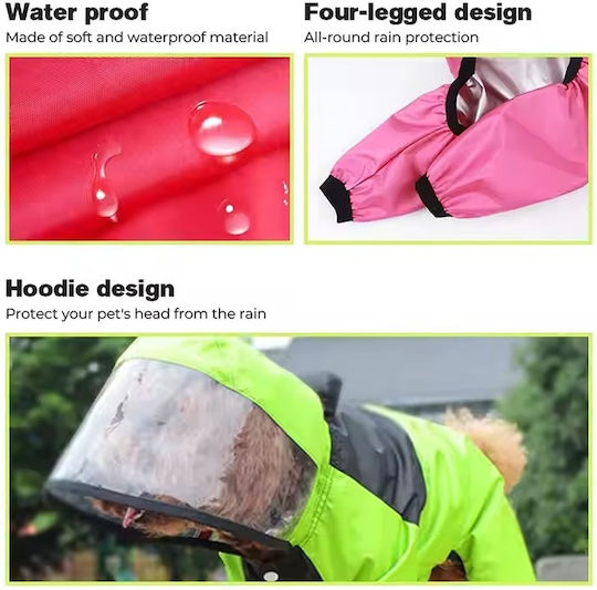 Pink Waterproof Dog Coat with Hood XSmall