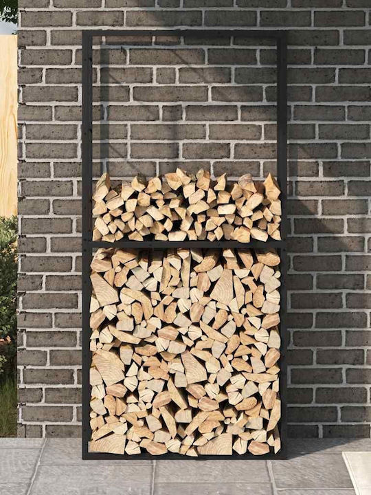 vidaXL Ξύλινο Ράφι Αποθήκευσης Ξύλων 100x30x209cm Μαύρο