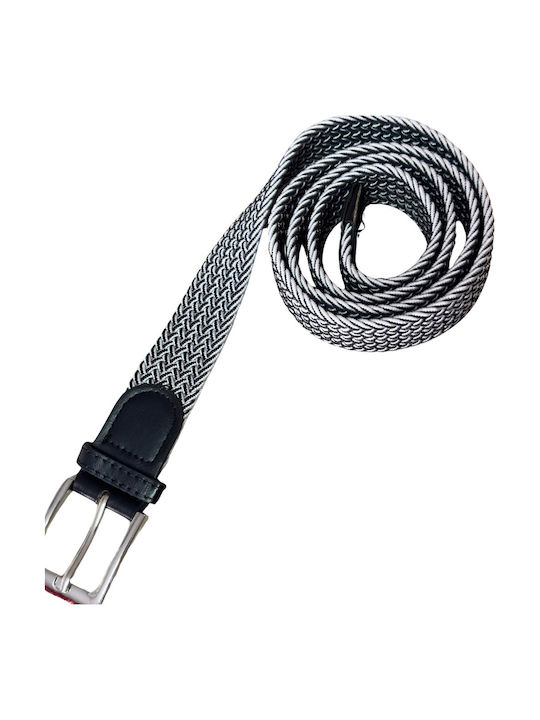 Men's Knitted Artificial Leather Wide Elastic Belt Black