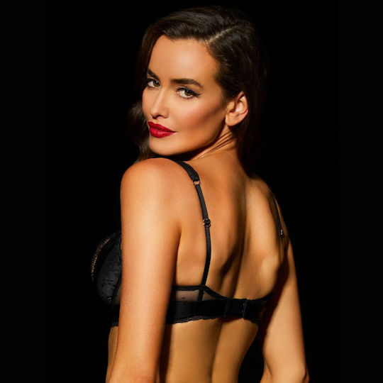 Agatha Transparent Lingerie Set with Underwire, Semi-Padding and Lace on the Bra, Garter Belt & Thong