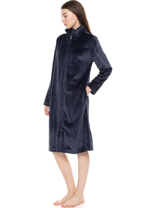 Pink Label Winter Damen Vlies Robe Yacht Blue