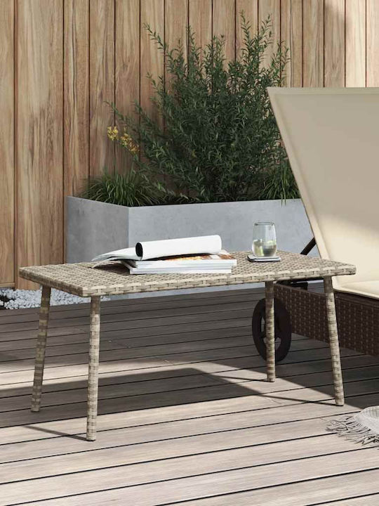 Sitting Room Outdoor Free Standing Rattan Table Light Grey 80x40x37cm