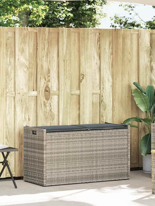 Outdoor Bench Rattan with Chest and Cushions 95x39.5x57cm