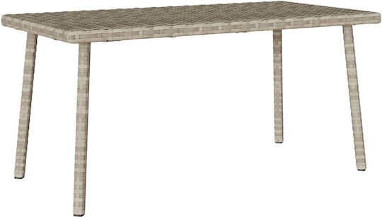 Sitting Room Outdoor Free Standing Rattan Table Light Grey 80x40x37cm