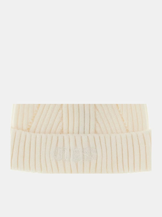 Beanie Unisex Beanie with Rib Knit in Beige color