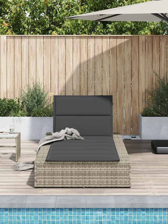 Liegestuhl Rattan mit Kissen Gray 210x100x28cm.
