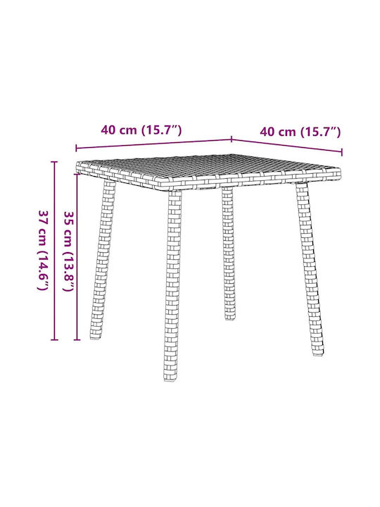 Sitting Room Outdoor Free Standing Rattan Table Brown 40x40x37cm