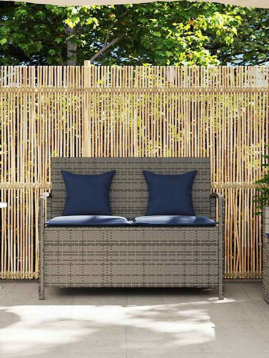 Bench Outdoor Rattan with Chest and Pillows
