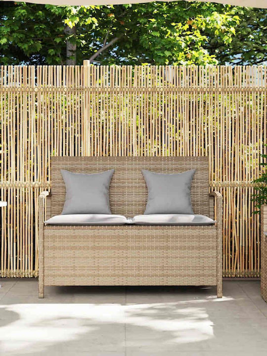 Bench Outdoor Rattan with Chest and Pillows