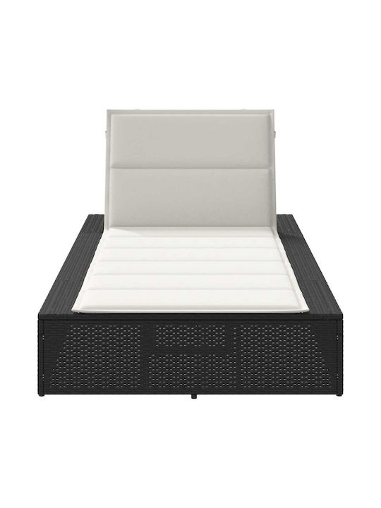Ξαπλώστρα Rattan με Μαξιλάρι Μαύρη 210x100x28εκ.