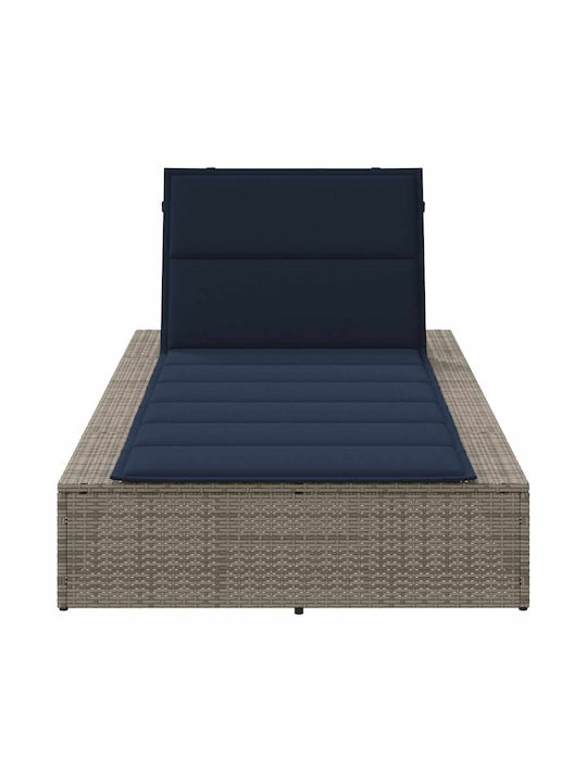 Liegestuhl Rattan mit Kissen Gray 210x100x28cm.