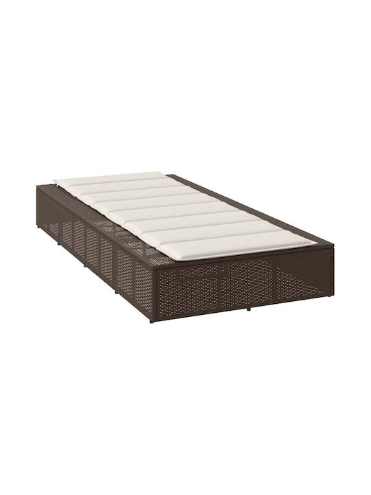 Liegestuhl Rattan mit Kissen Braun 210x100x28cm.